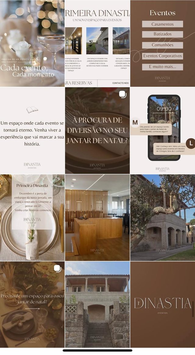 Feed Instagram criado do zero - espaço de eventos em Guimarães