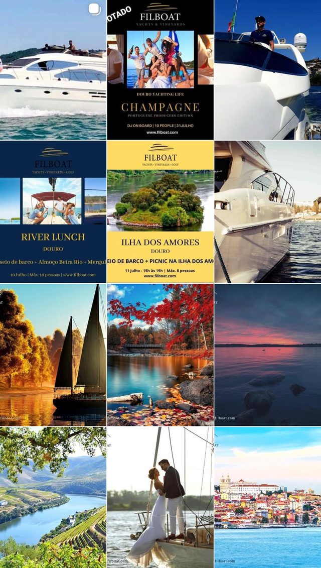 Feed Instagram antes - turismo náutico de luxo em Vila Nova de Famalicão